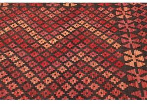 Tappeto Kilim Geometrico Marrone Scuro Rosso 207x292 Cm