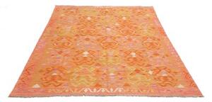 Tappeto Kilim Geometrico Arancione Rosa 158x210 Cm