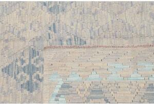 Tappeto Kilim Geometrico Grigio Chiaro Azzurro 176x253 Cm