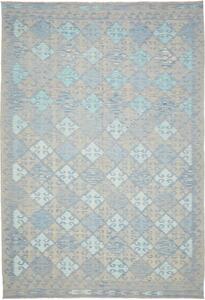 Tappeto Kilim Stilizzato Azzurro Tortora 204x295 Cm