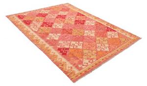 Tappeto Kilim Geometrico Rosso Mattone Avorio 156x200 Cm