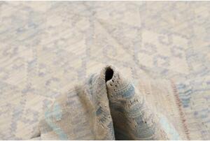 Tappeto Kilim Geometrico Grigio Chiaro Azzurro 176x253 Cm