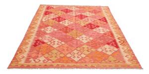 Tappeto Kilim Geometrico Rosso Mattone Avorio 156x200 Cm