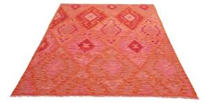 Tappeto Kilim Geometrico Rosso Arancione 145x200 Cm
