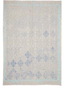 Tappeto Kilim Geometrico Grigio Chiaro Azzurro 176x253 Cm