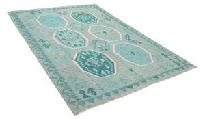 Tappeto Kilim Stilizzato Turchese Azzurro 155x209 Cm