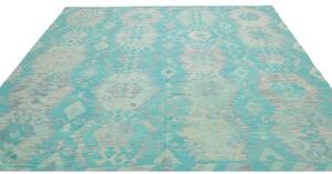 Tappeto Kilim Stilizzato Turchese Azzurro 253x284 Cm