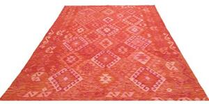 Tappeto Kilim Geometrico Rosso Mattone Rosa Cipria 203x306 Cm