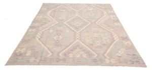Tappeto Kilim Geometrico Grigio Chiaro Beige 184x233 Cm