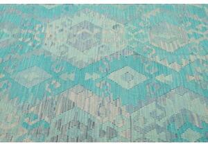 Tappeto Kilim Stilizzato Turchese Azzurro 253x284 Cm