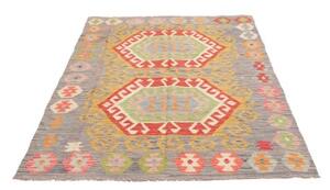 Tappeto Kilim Stilizzato Grigio Rosso 126x185 Cm