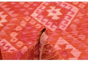 Tappeto Kilim Geometrico Rosso Mattone Rosa Cipria 203x306 Cm