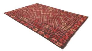 Tappeto Kilim Geometrico Marrone Scuro Rosso 207x292 Cm