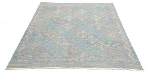 Tappeto Kilim Stilizzato Azzurro Beige 152x200 Cm