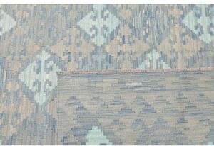 Tappeto Kilim Stilizzato Azzurro Tortora 204x295 Cm
