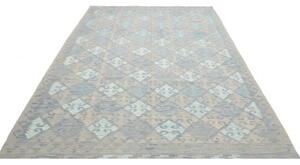 Tappeto Kilim Stilizzato Azzurro Tortora 204x295 Cm