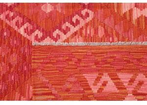 Tappeto Kilim Geometrico Rosso Mattone Rosa Cipria 203x306 Cm