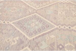 Tappeto Kilim Geometrico Grigio Chiaro Beige 184x233 Cm