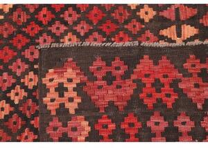 Tappeto Kilim Geometrico Marrone Scuro Rosso 207x292 Cm