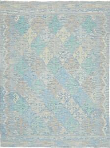 Tappeto Kilim Stilizzato Azzurro Beige 152x200 Cm