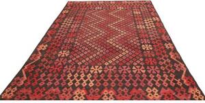 Tappeto Kilim Geometrico Marrone Scuro Rosso 207x292 Cm