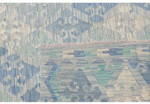Tappeto Kilim Stilizzato Azzurro Avorio 207x302 Cm