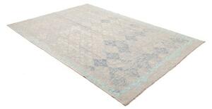 Tappeto Kilim Geometrico Grigio Chiaro Azzurro 176x253 Cm