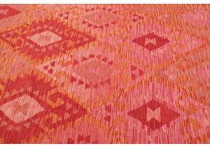 Tappeto Kilim Geometrico Rosso Arancione 145x200 Cm