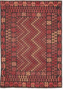Tappeto Kilim Geometrico Marrone Scuro Rosso 207x292 Cm