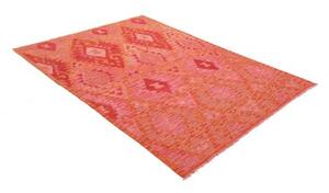Tappeto Kilim Geometrico Rosso Arancione 145x200 Cm