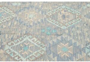 Tappeto Kilim Geometrico Azzurro Beige 160x203 Cm