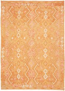 Tappeto Kilim Geometrico Arancione Beige 154x213 Cm