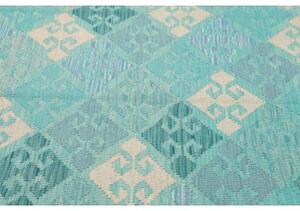 Tappeto Kilim Geometrico Turchese Avorio 158x206 Cm