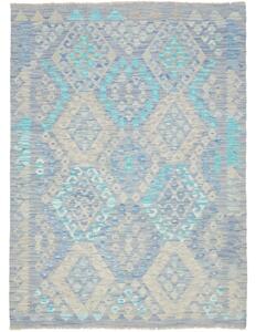 Tappeto Kilim Stilizzato Azzurro Beige 129x176 Cm