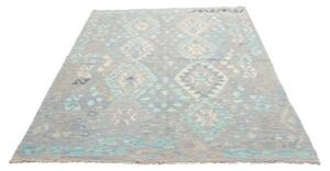 Tappeto Kilim Geometrico Azzurro Grigio 156x213 Cm