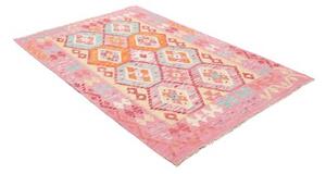 Tappeto Kilim Geometrico Rosa Azzurro 121x184 Cm