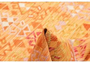 Tappeto Kilim Stilizzato Arancione Giallo 160x196 Cm