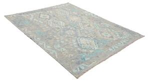 Tappeto Kilim Geometrico Azzurro Beige 160x203 Cm