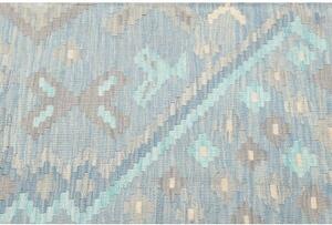 Tappeto Kilim Geometrico Celeste Grigio Chiaro 153x196 Cm