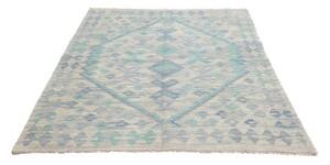 Tappeto Kilim Geometrico Azzurro Avorio 154x195 Cm