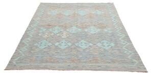 Tappeto Kilim Stilizzato Azzurro Beige 149x198 Cm