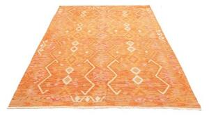 Tappeto Kilim Geometrico Arancione Beige 154x213 Cm