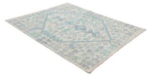 Tappeto Kilim Geometrico Azzurro Avorio 154x195 Cm