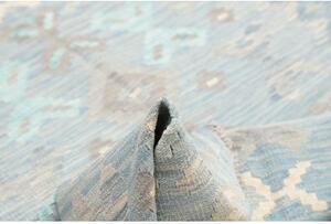 Tappeto Kilim Geometrico Celeste Grigio Chiaro 153x196 Cm