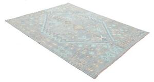 Tappeto Kilim Geometrico Celeste Grigio Chiaro 153x196 Cm