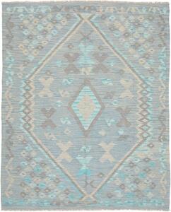 Tappeto Kilim Geometrico Azzurro Grigio 152x194 Cm