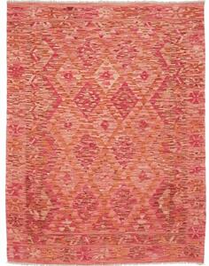 Tappeto Kilim Geometrico Rosso Corallo Arancione 131x169 Cm
