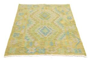 Tappeto Kilim Geometrico Verde Oliva Azzurro 100x145 Cm