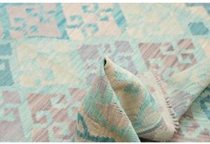 Tappeto Kilim Geometrico Turchese Beige 126x170 Cm