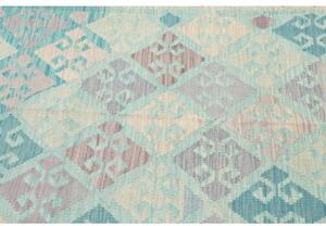 Tappeto Kilim Geometrico Turchese Beige 126x170 Cm